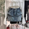 Elegant Women's High Waist Denim Short Skirt Kawaii Bows Sexy Party Mini Jean Skirts Slim Streetwear Y2K Skirt Summer Streetwear