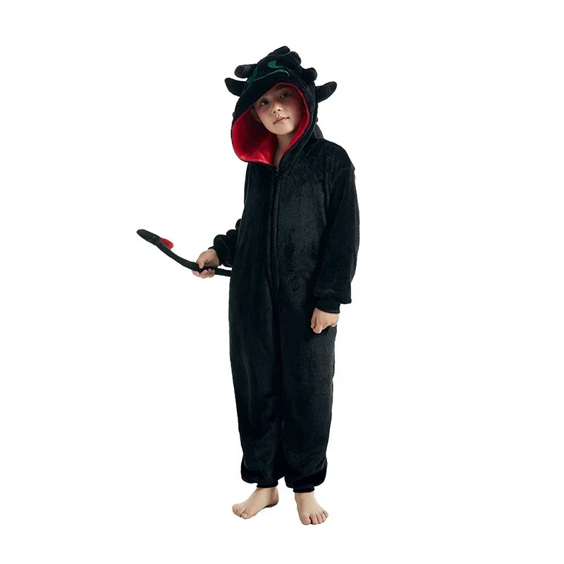 Kids Toothless Dragon Onesie Kigurumi Pajamas Cosplay Costume Halloween Christmas Boy Girls Full Body Clothes Anime Homewear