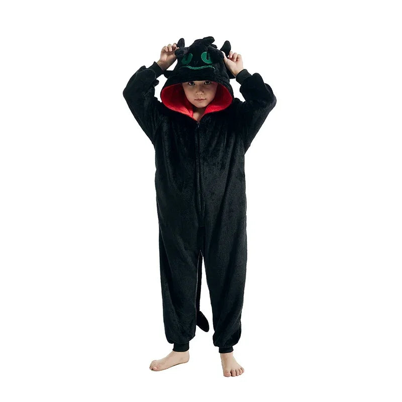 Kids Toothless Dragon Onesie Kigurumi Pajamas Cosplay Costume Halloween Christmas Boy Girls Full Body Clothes Anime Homewear