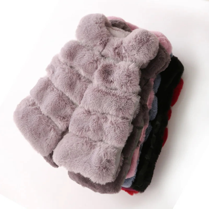 2024 Boys and Girls Baby Kids Hair Sweater Thick Hair Jacket Vest Fashion Casual Baby Warm Vset Casual All-match