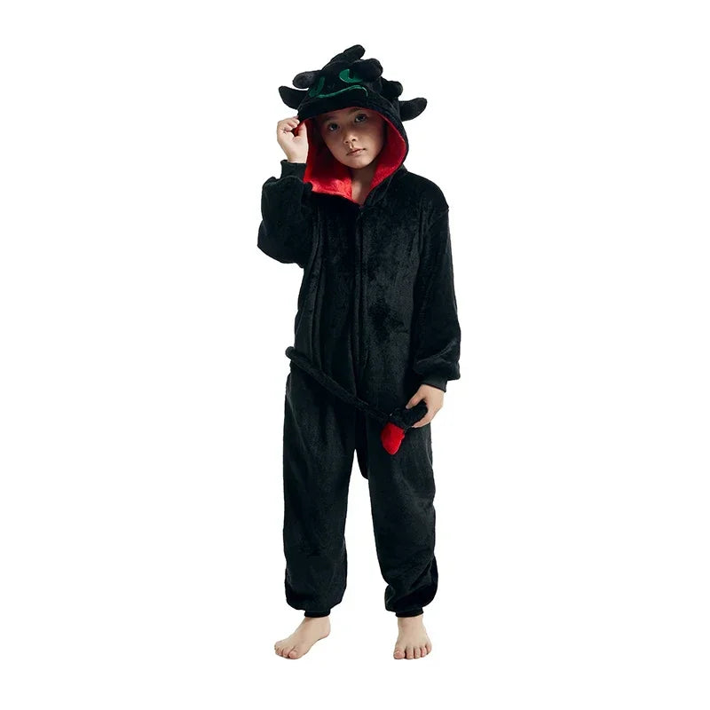 Kids Toothless Dragon Onesie Kigurumi Pajamas Cosplay Costume Halloween Christmas Boy Girls Full Body Clothes Anime Homewear