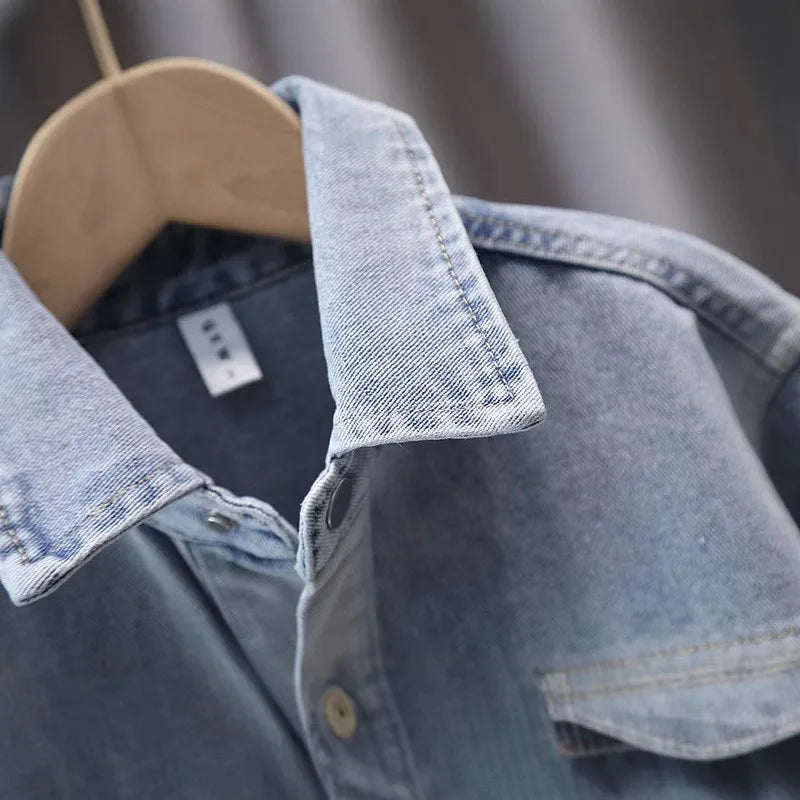 Spring Autumn Fashion Baby Boy Denim Jacket with Front Pocket Infant Child Casual Jeans Coat Outfit Kids Cool Streetwear Clothes