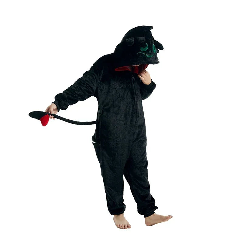 Kids Toothless Dragon Onesie Kigurumi Pajamas Cosplay Costume Halloween Christmas Boy Girls Full Body Clothes Anime Homewear