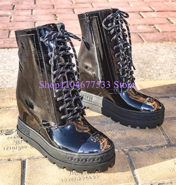 Blue Denim Platform Woman Ankle Boots Fashion 10cm Increasing Wedge Heel Lady Short Boots Female Jeans Casual Shoes